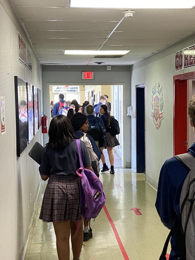 RA students head for the doors after the final bell of the 2020-21 school year