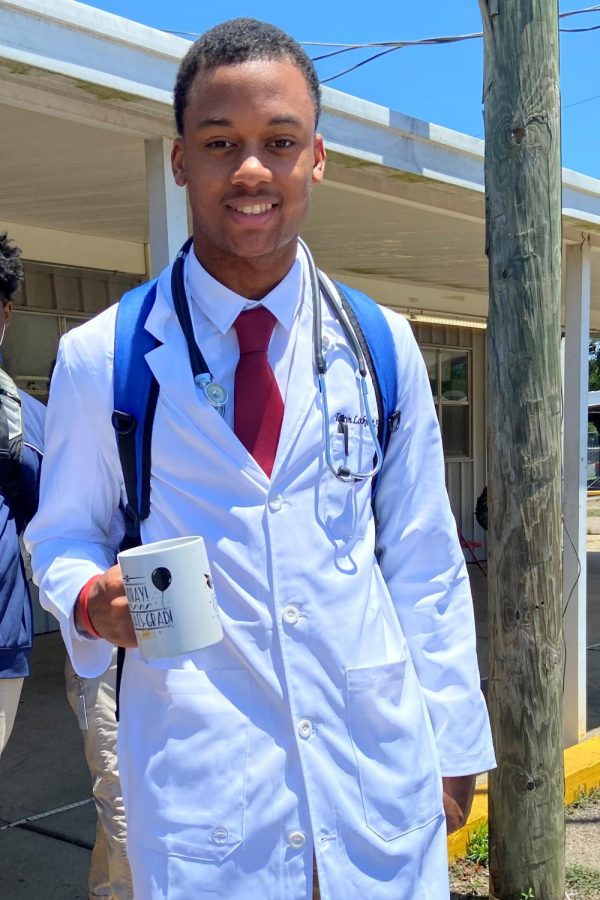 Tairyn Lockhart dressed as a doctor for Career Day. 