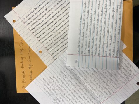 Students at Westlake High School wrote letters to Riverside Academy students, sharing their own hurricane experiences.
