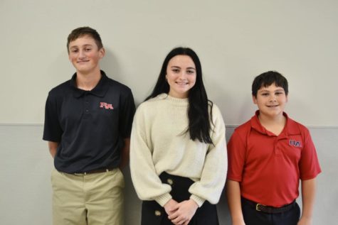 Riverside Academy Students of the Year are, from left, Cruz Cambre, 8th grade; Camryn Loving, 12th grade; Brock St. Amant, 5th grade. 