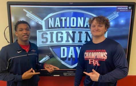 Riverside Academy football players Cade Middleton, left, and Scott White, right, are the latest Rebels to sign National Letters of Intent to play college football. 