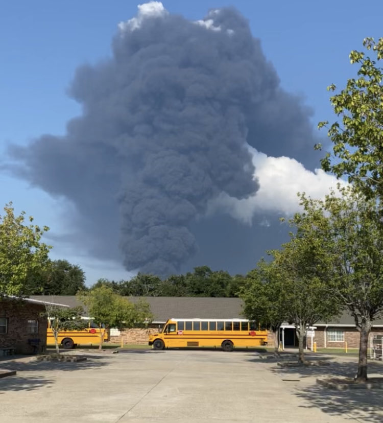 Smoke from the Marathon Plant fire was clearly visible from the campus of Riverside Academy. 