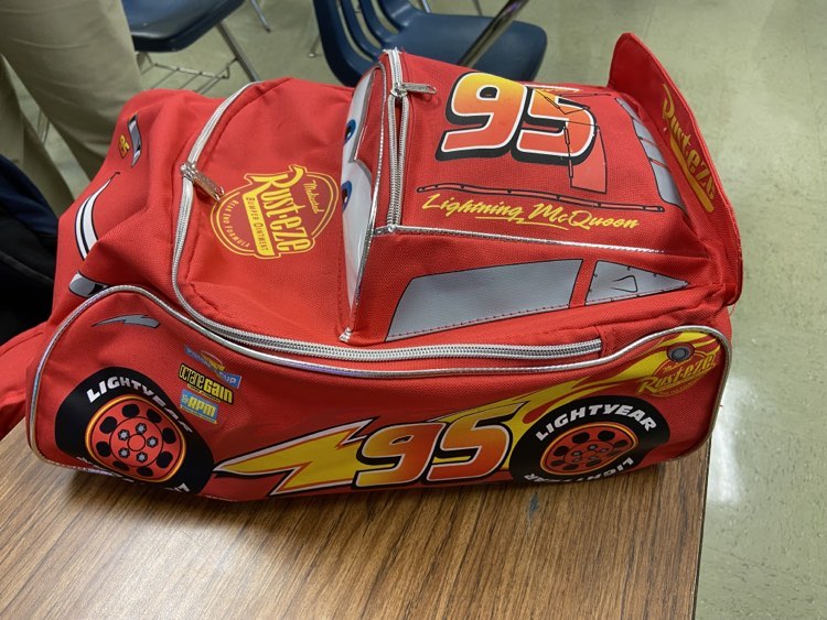 Noah Trepagnier chose to carry a Cars backpack for his senior year. 