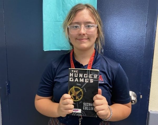 Ava Fleetwood, eighth grader, recommends The Hunger Games.