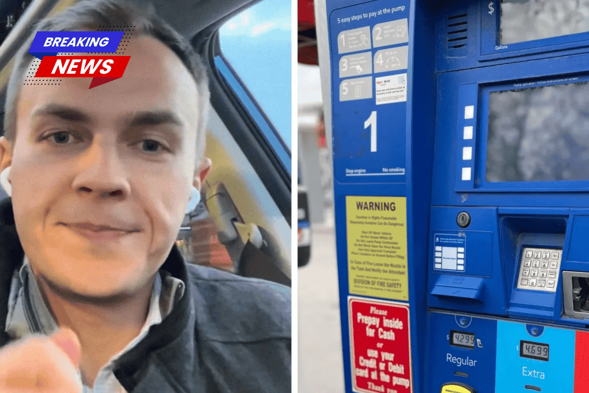 A man taps his card at a Delaware petrol station. Then a woman approaches him 'I just put money on that pump'