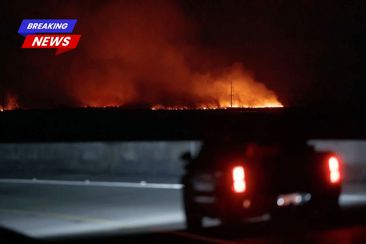 Forecasters monitor a large marsh fire in Saint Charles Parish near the Bonnet Carre Spillway