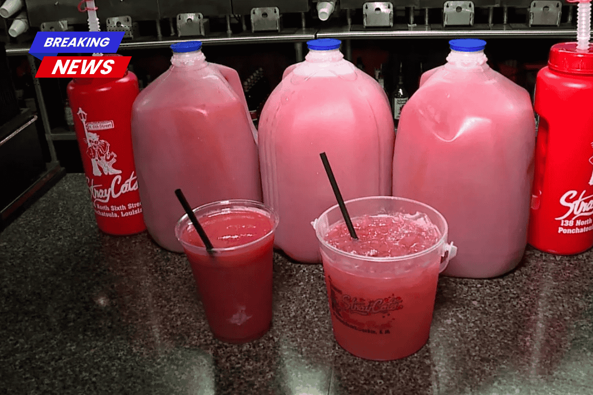 Enjoying strawberry daiquiris at Stray Cats bar during Ponchatoula's Strawberry Fest