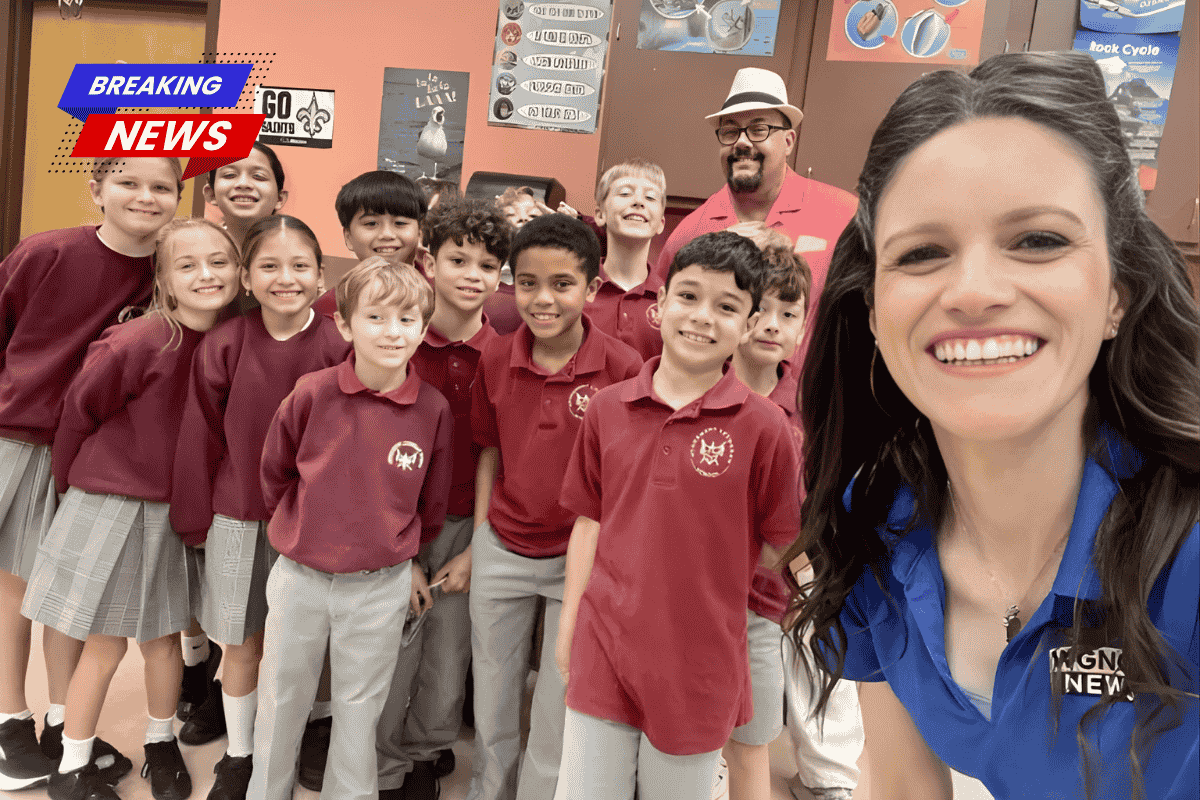 Natalie Parsons teaches weather to Atonement Lutheran School's third-grade students