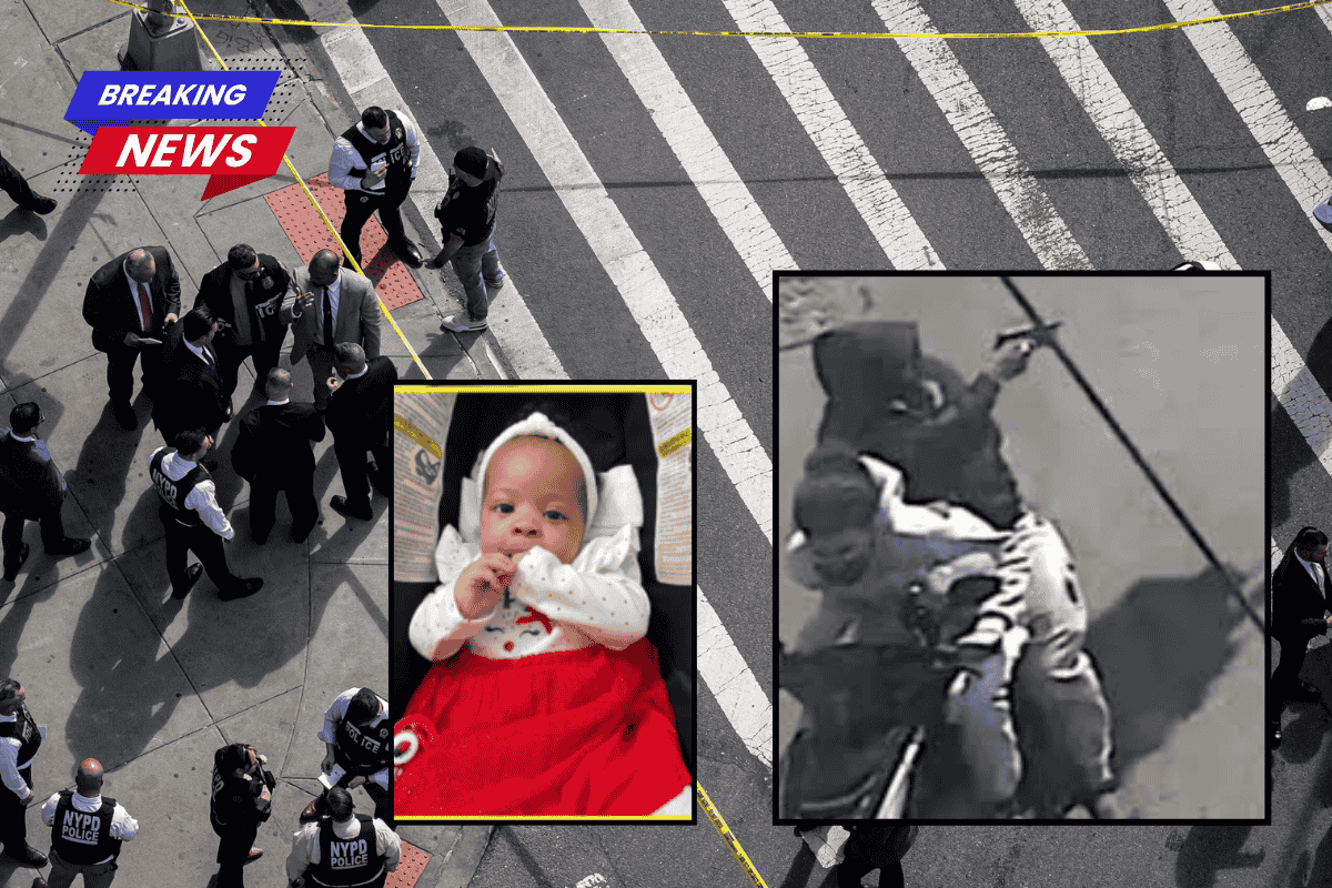 Police say a 7-month-old child died after being struck in the head by a stray bullet during a broad daylight shooting in New York City