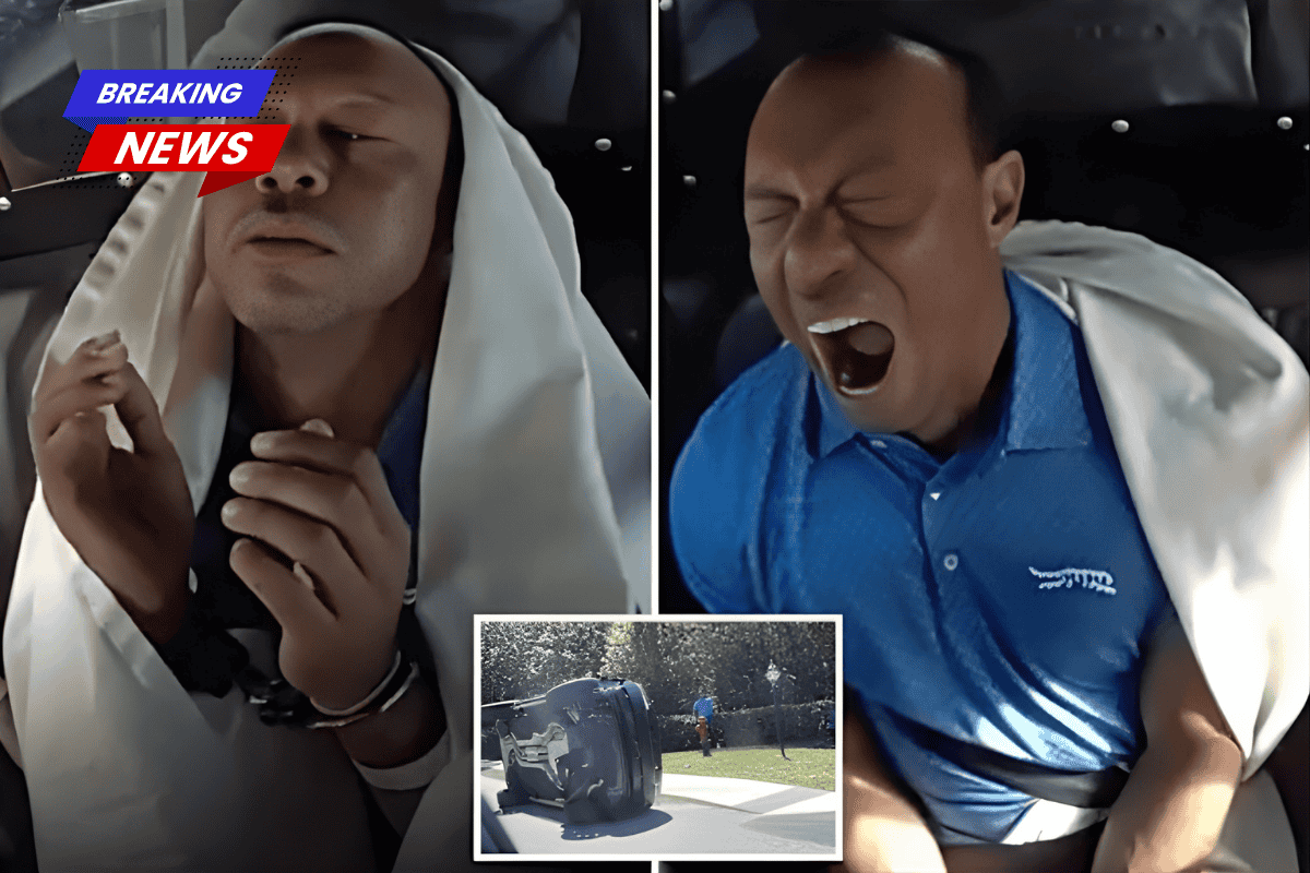 Tiger Woods provides incredibly mundane excuse for rollover crash—as he yawns and hiccups after DUI arrest