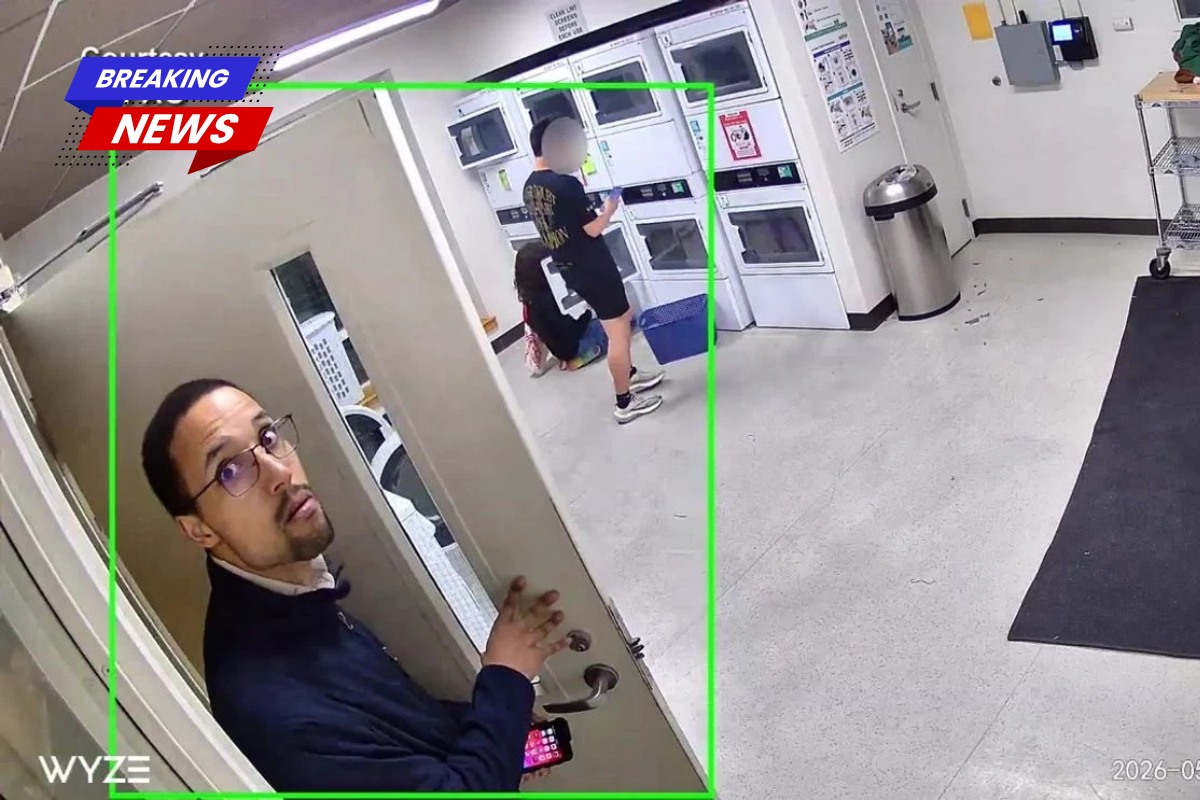 A chilling video shows the accused killer stalking a college student just minutes before the laundry room murder