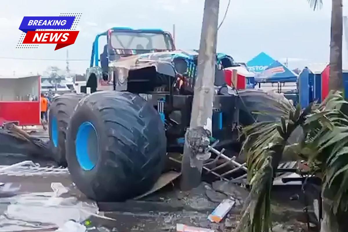 Out-of-control monster truck kills two children and one adult and injures dozens while driving through a fence at a show