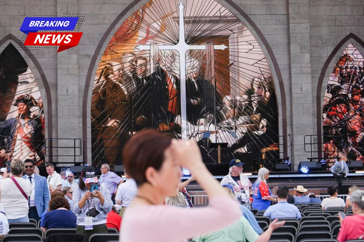 Thousands of people gathered on the National Mall in Washington for an America-themed prayer rally